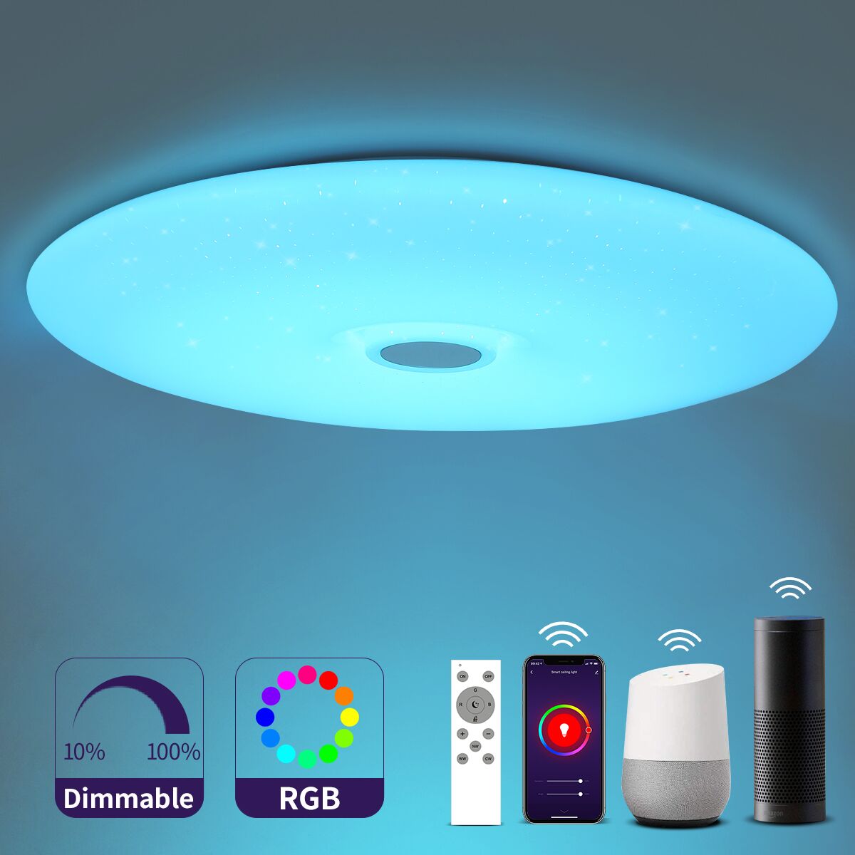 LED RGB Deckenleuchte rund Deckenlampe mit Fernbedienung Dimmbar Wohnzimmer 