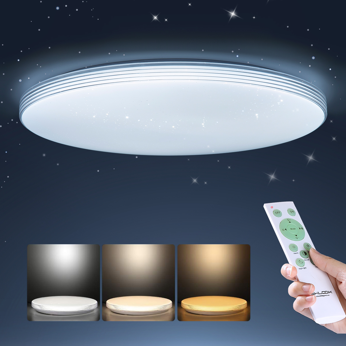 LED Deckenleuchte Dimmbar Sternenhimmel Deckenlampe mit Fernbedienung Wohnzimmer 