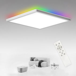 Moderne weiße LED Deckenleuchte Rund Flach RGB-LED Farbwechsler Fernbedienung