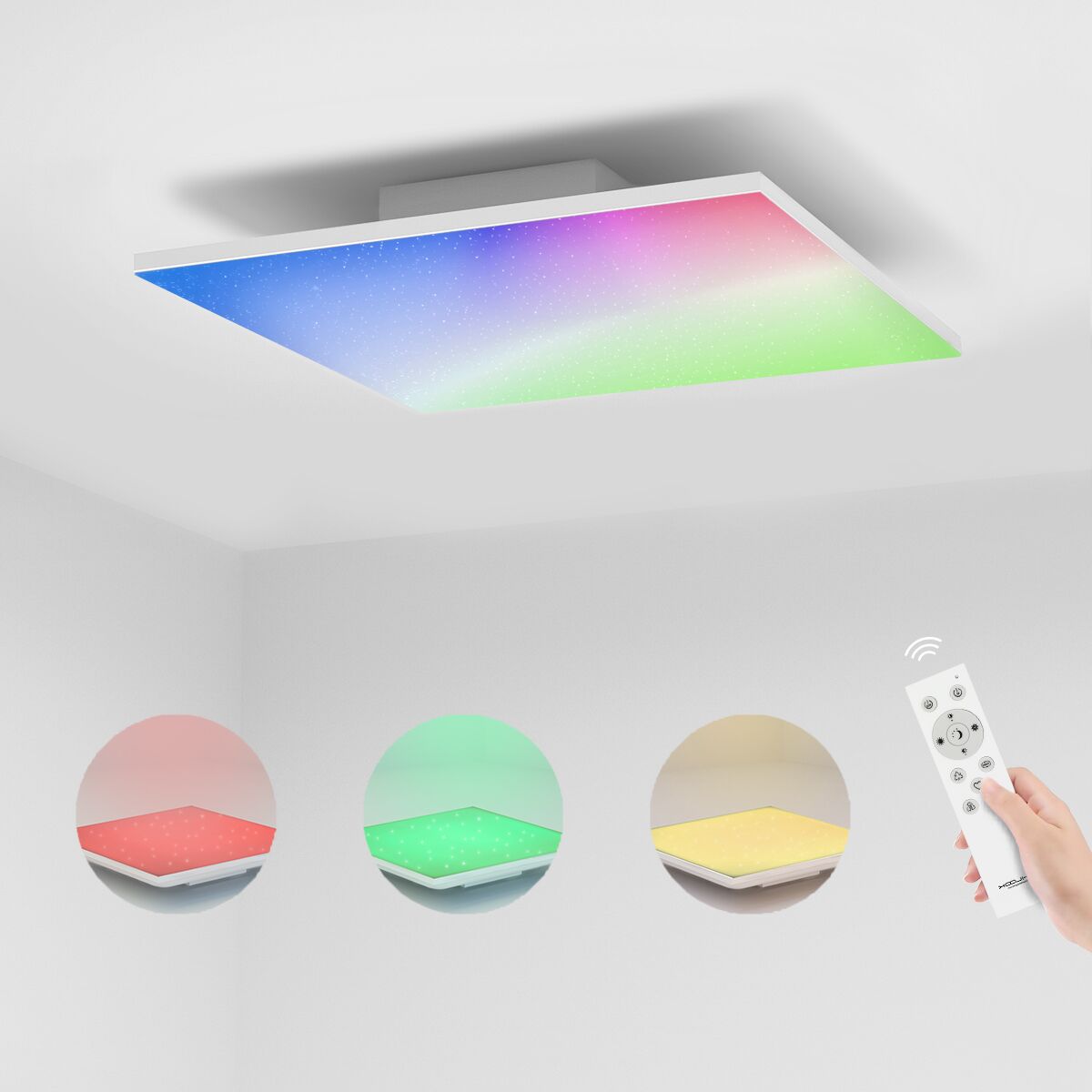 RGB LED Deckenleuchte Dimmbar Deckenlampe Sternenhimmel Wohnzimmer  Fernbedienung